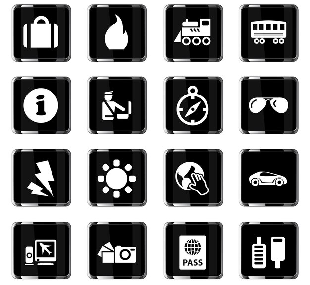 Travel vector icons for user interface design
