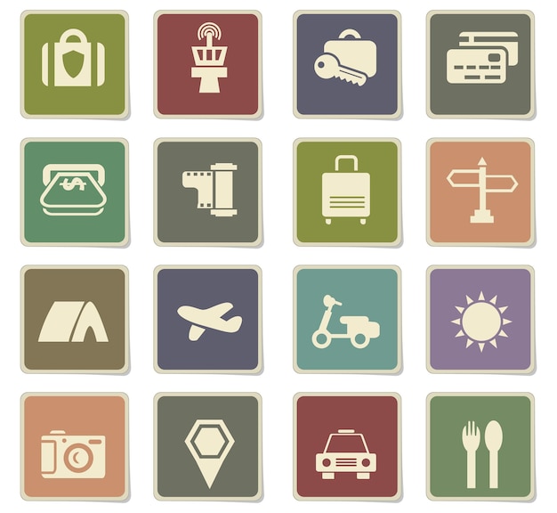 Travel vector icons for user interface design
