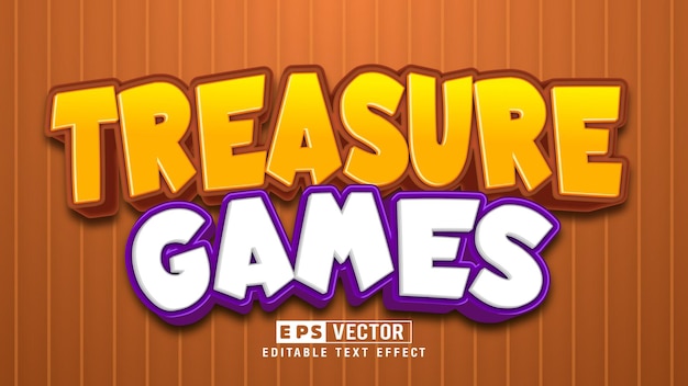 treasure game cartoon style 3d editable text effect vector file with cute background