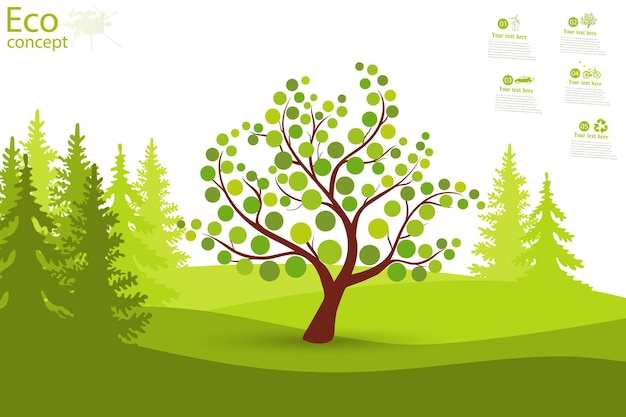 Tree on green grass Eco friendly The concept of ecology with the background of the tree