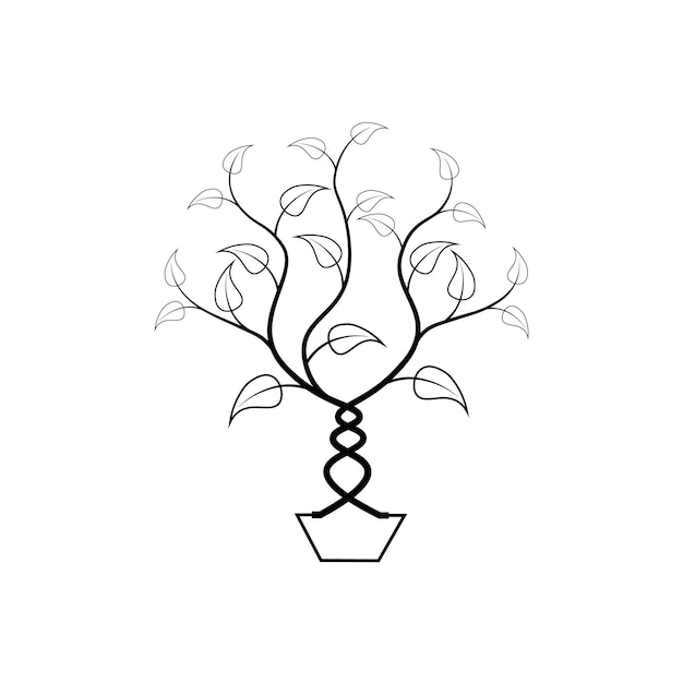 tree outline vector line art drawing natural love heart shape tree