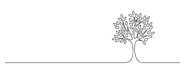Tree symbol continuous line drawing garden concept lineart black line vector illustration editable stroke horizontal design element