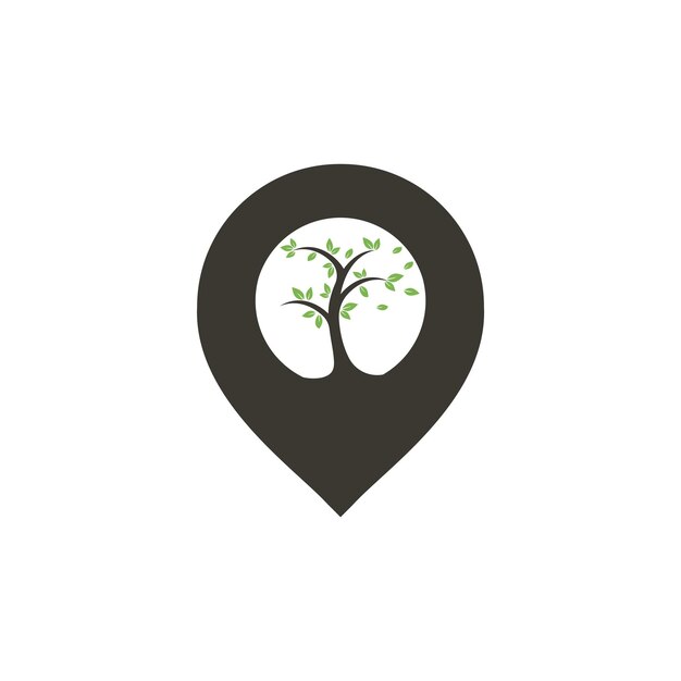tree with pin point vector logo design