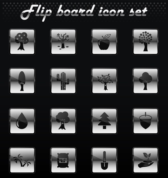 Trees vector flip mechanical icons for user interface design