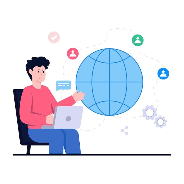 Trendig vektordesign av global interaktion