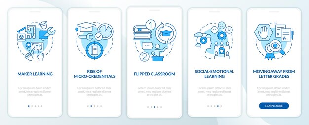 trends in education blue onboarding mobile app screen