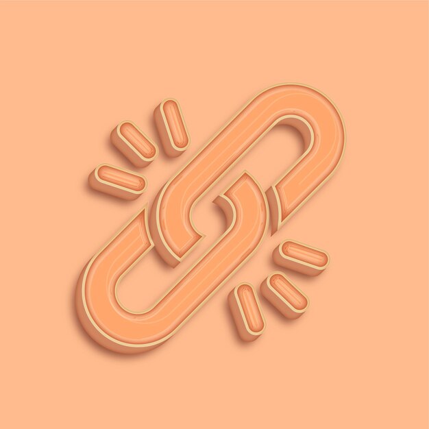 Trendsetting Modern 3D Peach Fuzz Color Chain Icon with Background