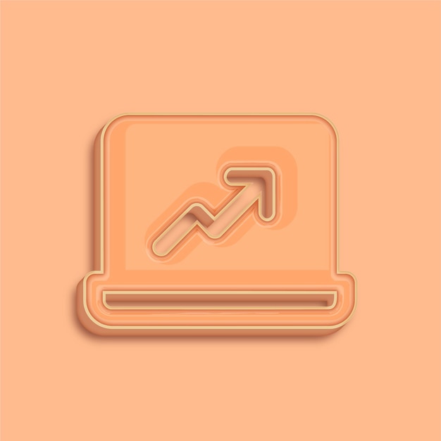 Trendsetting Modern 3D Peach Fuzz Color Laptop Chart Icon with Background