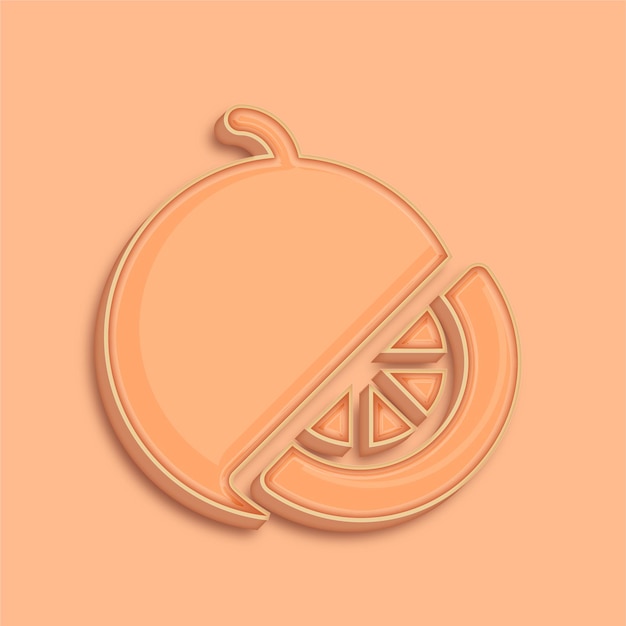 Trendsetting Modern 3D Peach Fuzz Color Lemon Icon with Background