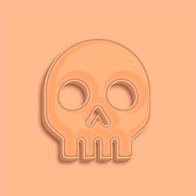 trendsetting modern 3d peach fuzz color skull icon with background