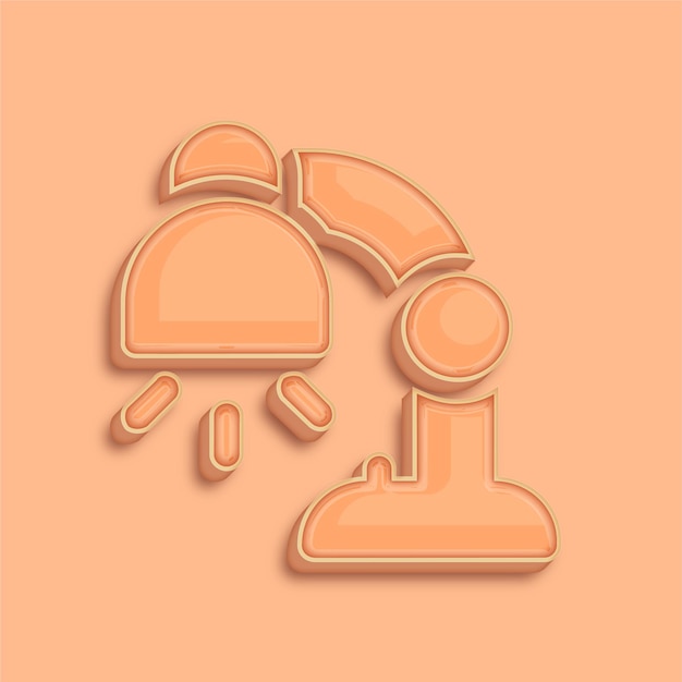trendsetting modern 3d peach fuzz color table lamp icon with background