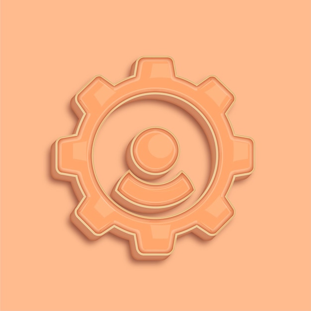 Trendsetting Modern 3D Peach Fuzz Color User Process Icon with Background