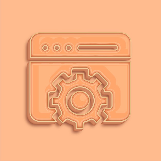 Trendsetting Modern 3D Peach Fuzz Color Web Development Icon with Background