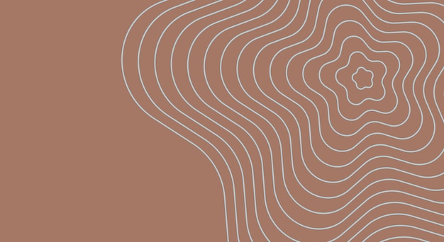 trendy abstract banner template with waving lines on mocha mousse colored background