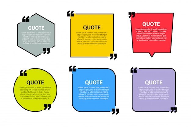 trendy block quote modern elements  creative quote and comment text frame template 
