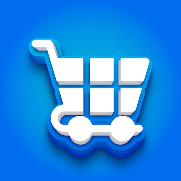 Trendy Blue and White Shopping Cart Icon with Vibrant Blue Background