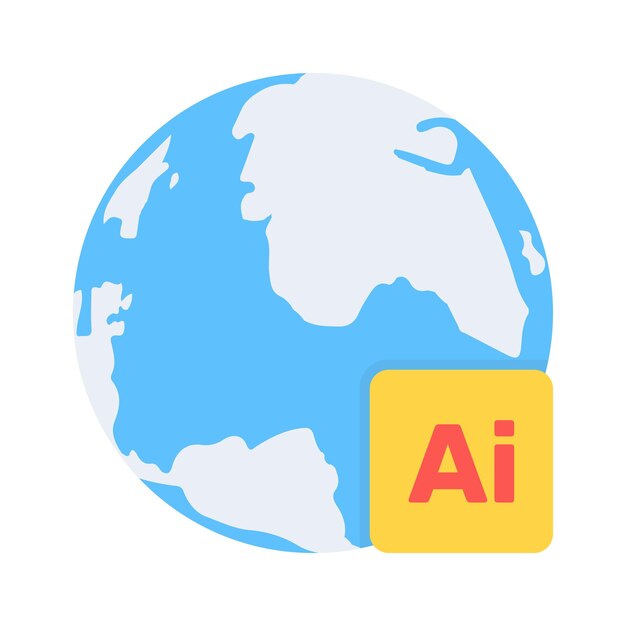 Trendy icon of global ai world ai technology vector design