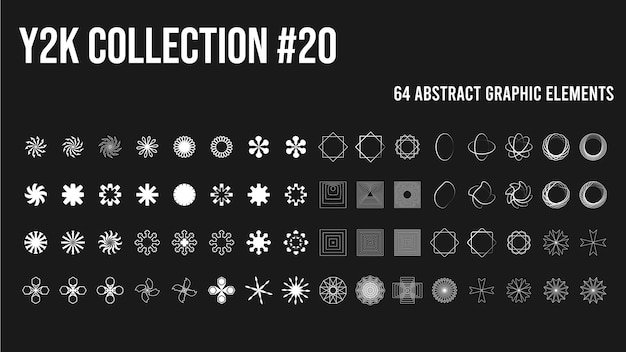 Trendy minimalist elements set with icons and digital shapes for tshirt