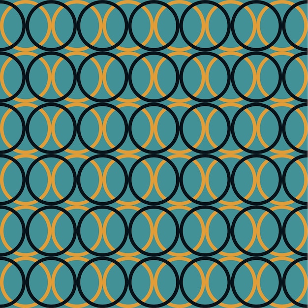Trendy retro vector geometric seamless pattern with yellow black circles on green background