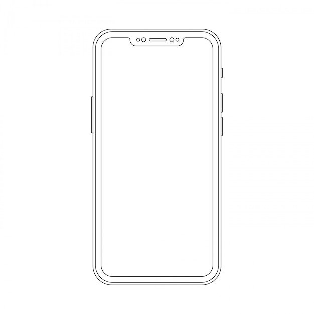 Trendy smartphone med konturtegning. Elegant design med tynd streg til mobiltelefonen