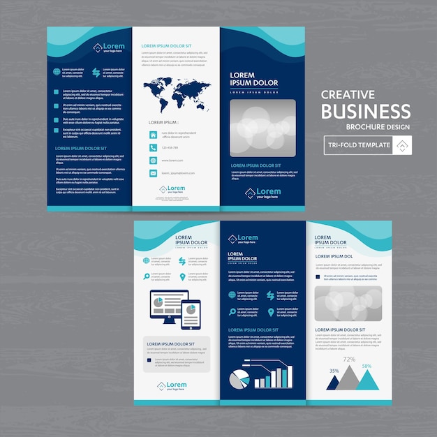 tri fold brochure mock up background abstract business leaflet flyer vector design presentation layo