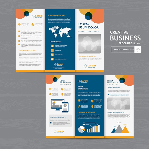 tri fold brochure mock up background abstract business leaflet flyer vector design presentation layo