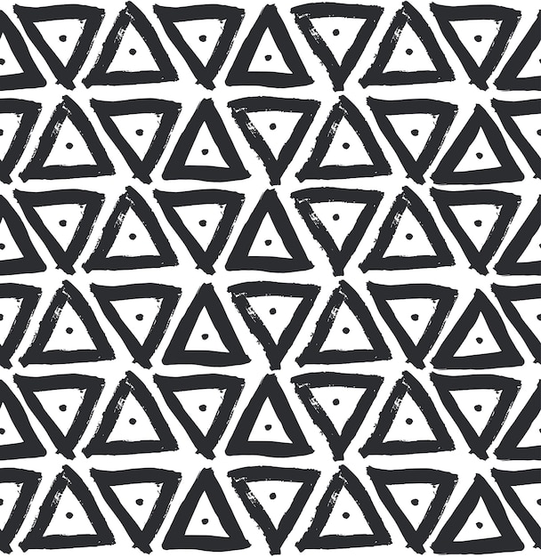 Triangle Ink brush decoration seamless pattern, Set of paint stroke spots. Hand made creative abstract design. vector