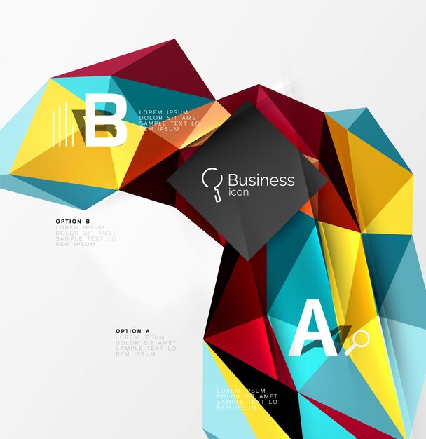 Triangle mosaic vector abstract template Vector abstract background for workflow layout diagram number options or web design