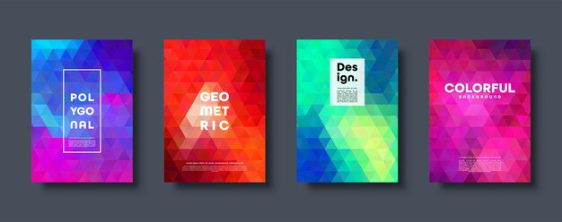 Triangle polygonal abstract background colorful gradient design low poly shape banner vector