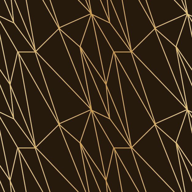 triangles mosaic of thin golden lines on a dark luxury background seamless pattern for wrapping paper textile