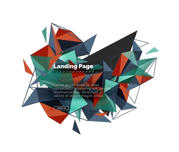triangular design abstract background landing page low poly style colorful triangles on white