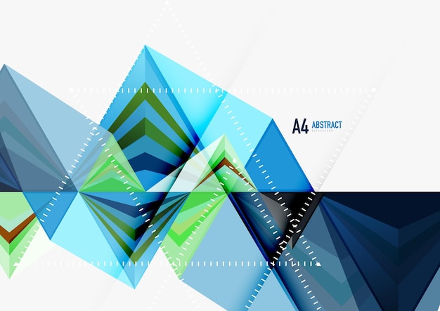 Triangular low poly vector a4 size geometric abstract template Multicolored triangles on light background futuristic techno or business design