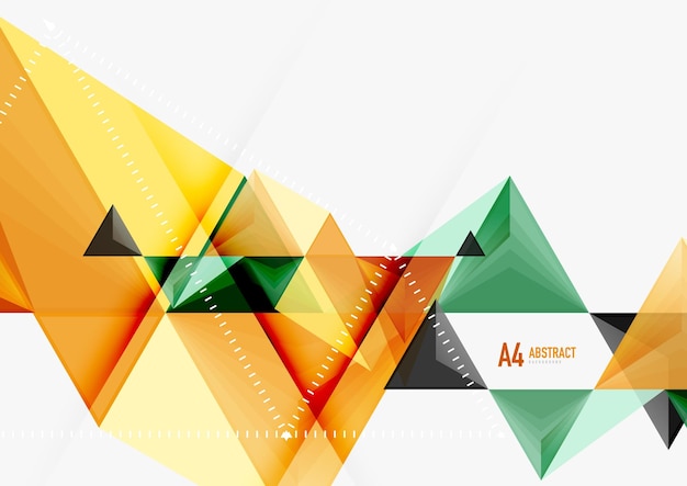 Triangular low poly vector a4 size geometric abstract template Multicolored triangles on light background futuristic techno or business design