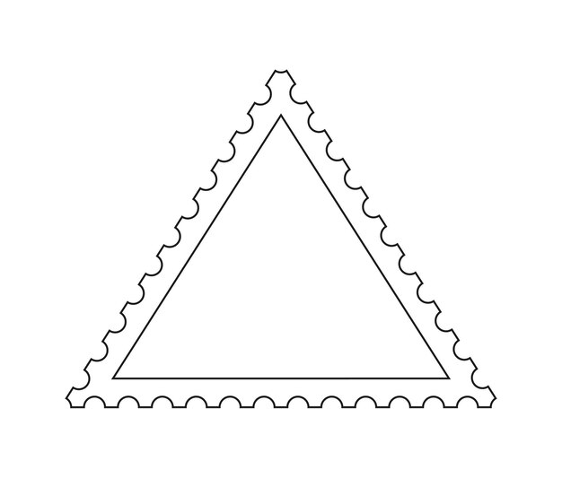 Triangular postage stamp outline symbol Empty postal stamp Paper postmarks Perforated post frame label