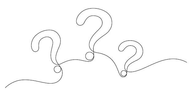 triple question marks one line minimalism illustration