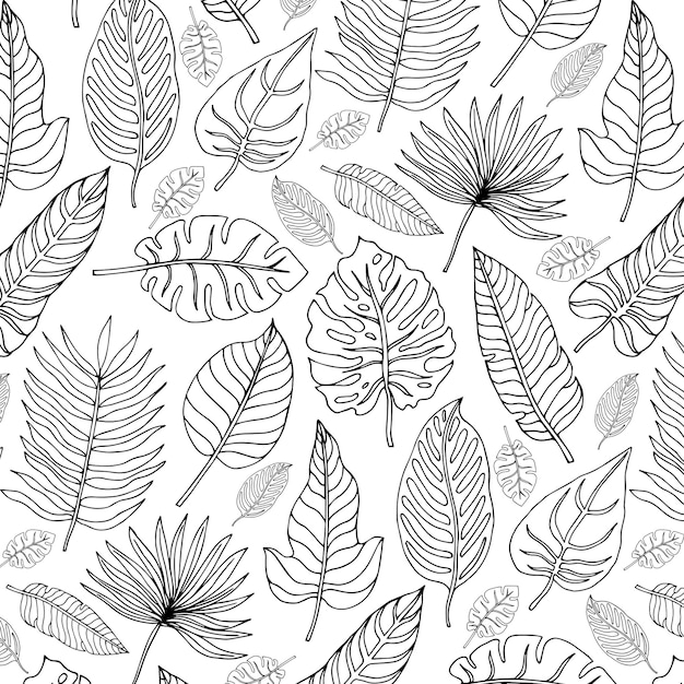 Tropic plants floral seamless jungle pattern. Print vector background of fashion summer wallpaper