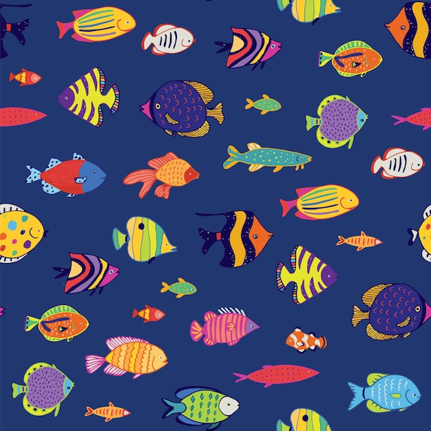 Tropical fish vector seamless pattern