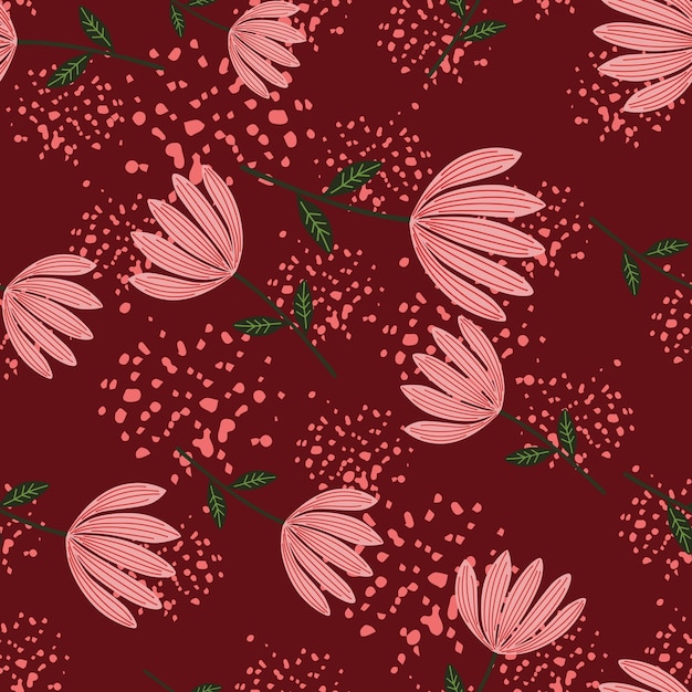 Tropical flower seamless pattern Hand drawn cute floral endless background