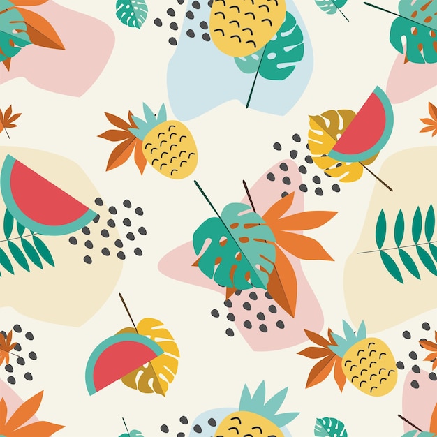 tropical seamless pattern leaves wallpaper vector illustration