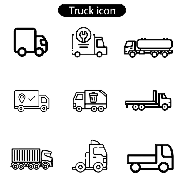 Truck icon set vector for web computer and mobile app logo design