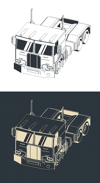 Truck tractor isometric blueprints