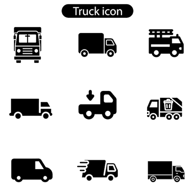 Truck vector art icon set illustration on white background