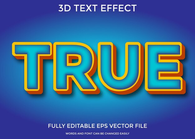True 3d editable text effect premium eps with background