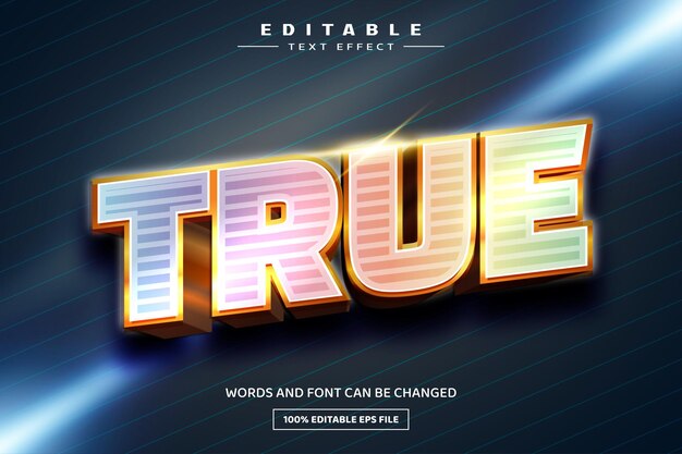 True colorful 3D editable text effect template