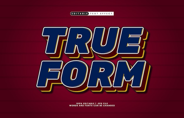 true form editable text effect with a simple and clean text style