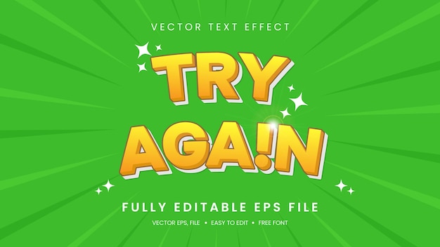 Try again 3D editable text effect style