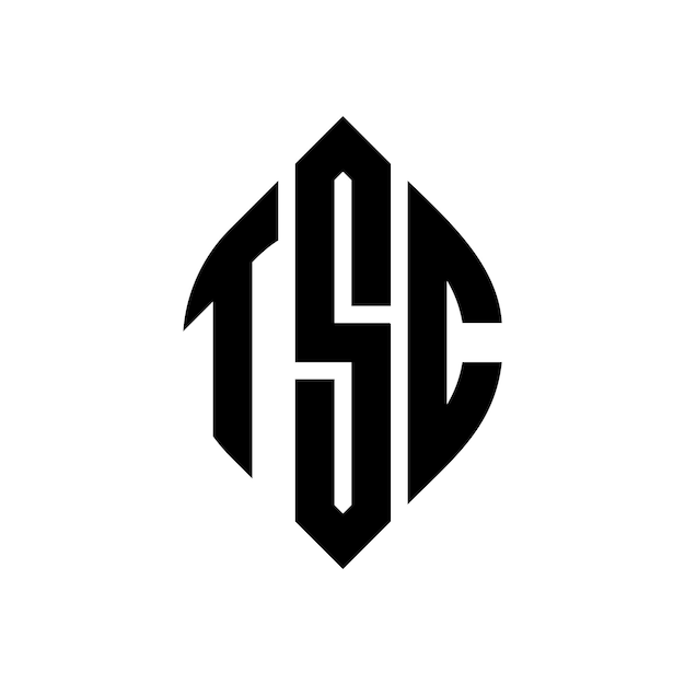 TSC circle letter logo design with circle and ellipse shape TSC ellipse letters with typographic style The three initials form a circle logo TSC Circle Emblem Abstract Monogram Letter Mark Vector