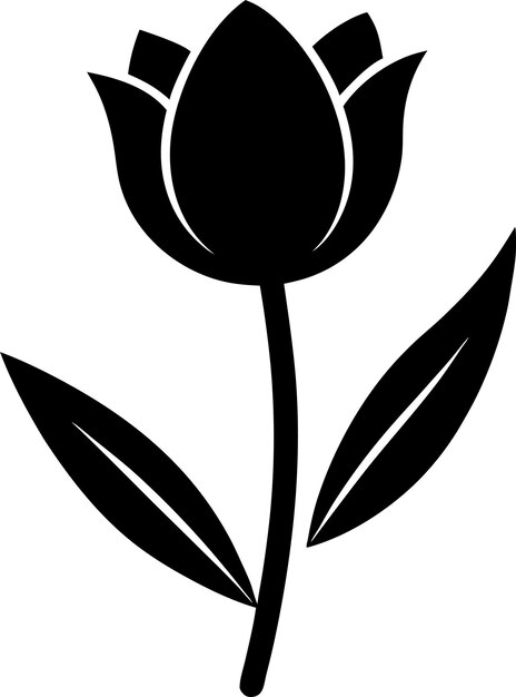 Tulip flower black vector silhouette illustration design
