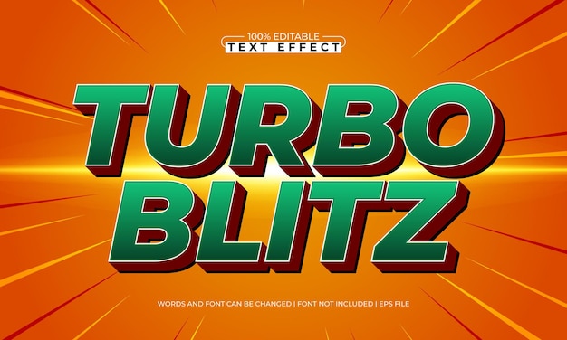 turbo blitz editable text effect with a race and speed text style