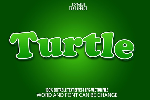 Turtle Editable Text Effect Cartoon Style